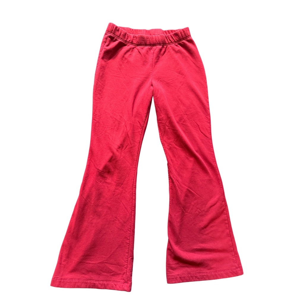 Old Navy Red Fleece Lined Flare Pants Elastic Waist Petite Large Loungewear